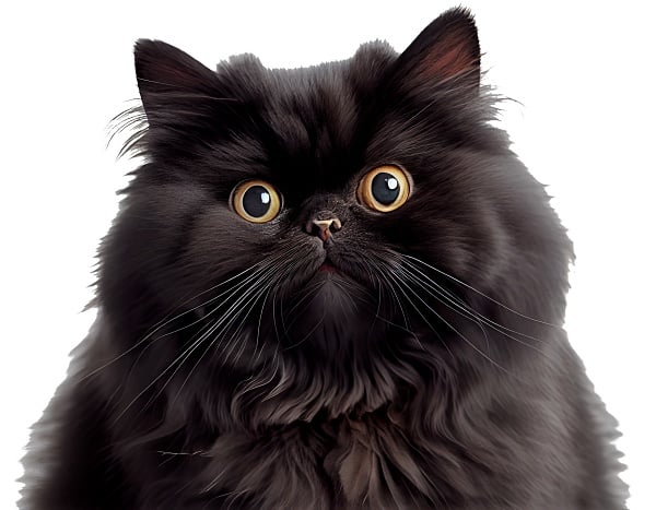 A black Persian Cat showing their long flowing hair.